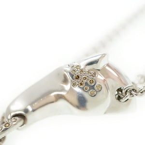 エルメス ギャロップ ダイヤ 2連チェーン シルバー 925 ネックレス ダイヤモンド アクセサリー 0053【中古】HERMES ジュエリー