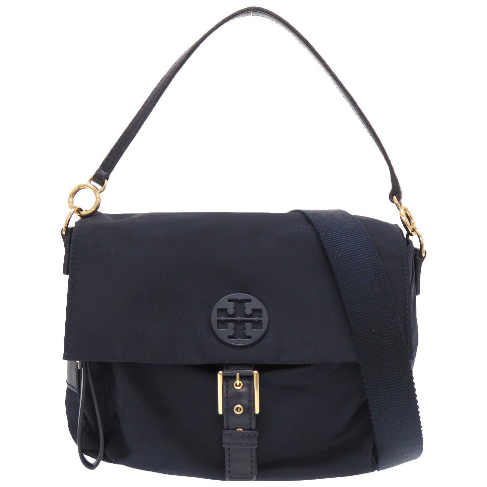 トリーバーチ ナイロン レザー ネイビー ゴールド金具 ショルダーバッグ バッグ 紺 0055 【中古】 TORY BURCH