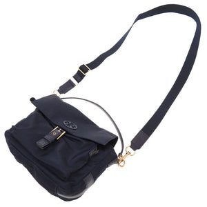 トリーバーチ ナイロン レザー ネイビー ゴールド金具 ショルダーバッグ バッグ 紺 0055 【中古】 TORY BURCH