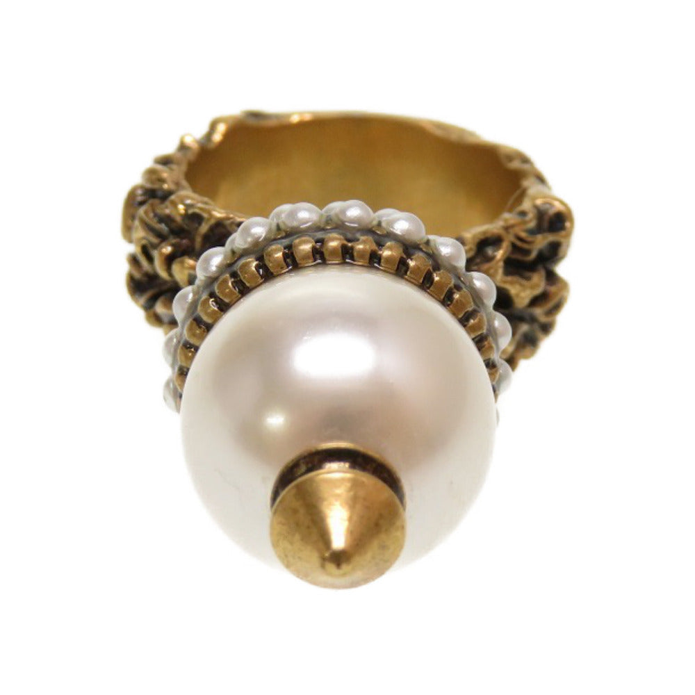 美品 グッチ スタッズ フェイクパール ゴールド 13号 リング 指輪 アクセサリー 0064 【中古】 GUCCI