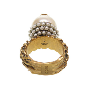 美品 グッチ スタッズ フェイクパール ゴールド 13号 リング 指輪 アクセサリー 0064 【中古】 GUCCI