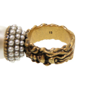 美品 グッチ スタッズ フェイクパール ゴールド 13号 リング 指輪 アクセサリー 0064 【中古】 GUCCI