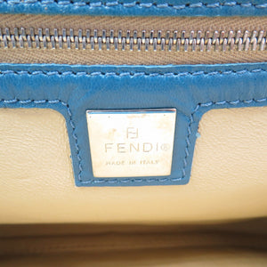 美品 フェンディ ヒョウ柄 ハラコ レザー シルバー金具 ブルー ブラック ショルダーバッグ パーティーバッグ 0065【中古】FENDI