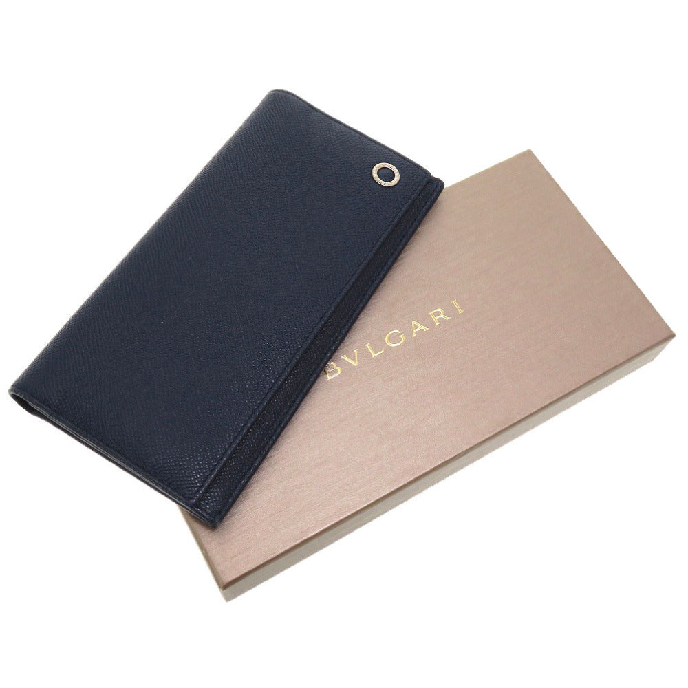 未使用 ブルガリ ブルガリブルガリ レザー ネイビー 長財布 財布 紺 0069 【中古】 BVLGARI メンズ