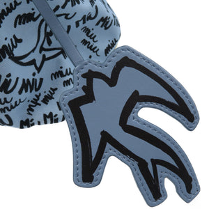 未使用 ミュウミュウ キャンバス ゴールド金具 ライトブルー ブラック 巾着バッグ 0070【中古】MIUMIU