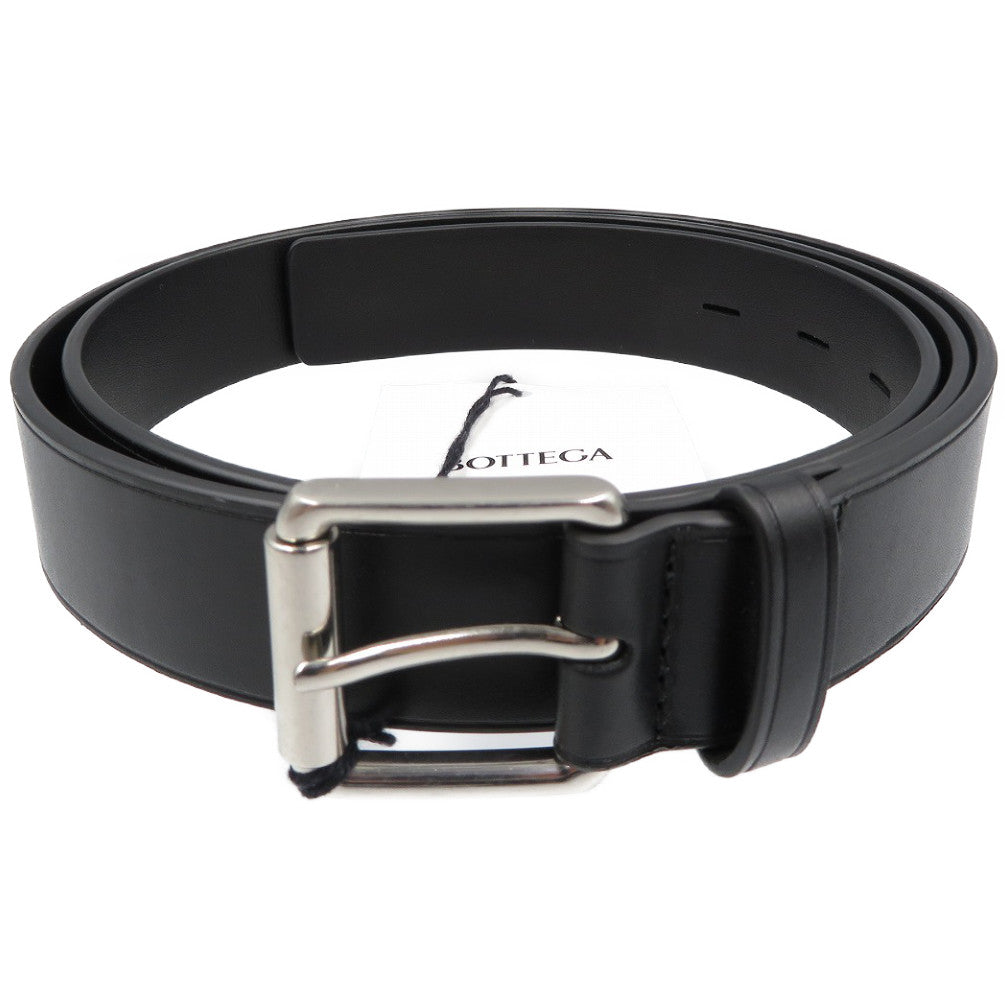 未使用 ボッテガヴェネタ 649375 カーフ メタル ブラック シルバー 105cm ベルト 0073【中古】BOTTEGA VENETA
