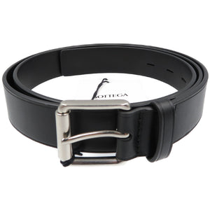 未使用 ボッテガヴェネタ 649375 カーフ メタル ブラック シルバー 105cm ベルト 0073【中古】BOTTEGA VENETA