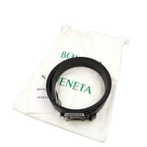 未使用 ボッテガヴェネタ 649375 カーフ メタル ブラック シルバー 105cm ベルト 0073【中古】BOTTEGA VENETA