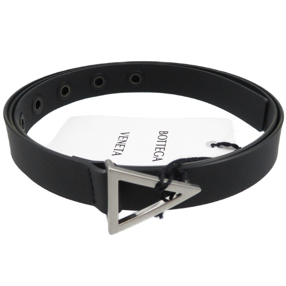 未使用 ボッテガヴェネタ 691009 トライアングル 100cm 40IN ラバー メタル ブラック シルバー ベルト 0075【中古】BOTTEGA VENETA