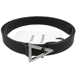 未使用 ボッテガヴェネタ 691009 トライアングル 100cm 40IN ラバー メタル ブラック シルバー ベルト 0075【中古】BOTTEGA VENETA