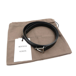 未使用 ボッテガヴェネタ 691009 トライアングル 100cm 40IN ラバー メタル ブラック シルバー ベルト 0075【中古】BOTTEGA VENETA