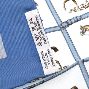 新品同様 エルメス プチカレ カレ45 馬 ホース シルク ブルー スカーフ 青 0083 【中古】 HERMES