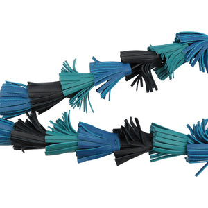 新品同様 ロエベ タッセル レザー メタル シルバー金具 ブルー グリーン ブラック ショルダーストラップ 0085【中古】LOEWE