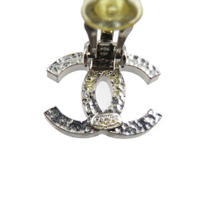 美品 シャネル ヴィンテージ ココマーク メタル ブラック シルバー イヤリング 0086【中古】CHANEL