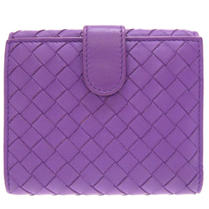 新品同様 ボッテガ ヴェネタ イントレチャート レザー パープル 二つ折り財布 財布 紫 0097 【中古】 BOTTEGA VENETA