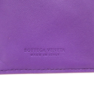 新品同様 ボッテガ ヴェネタ イントレチャート レザー パープル 二つ折り財布 財布 紫 0097 【中古】 BOTTEGA VENETA