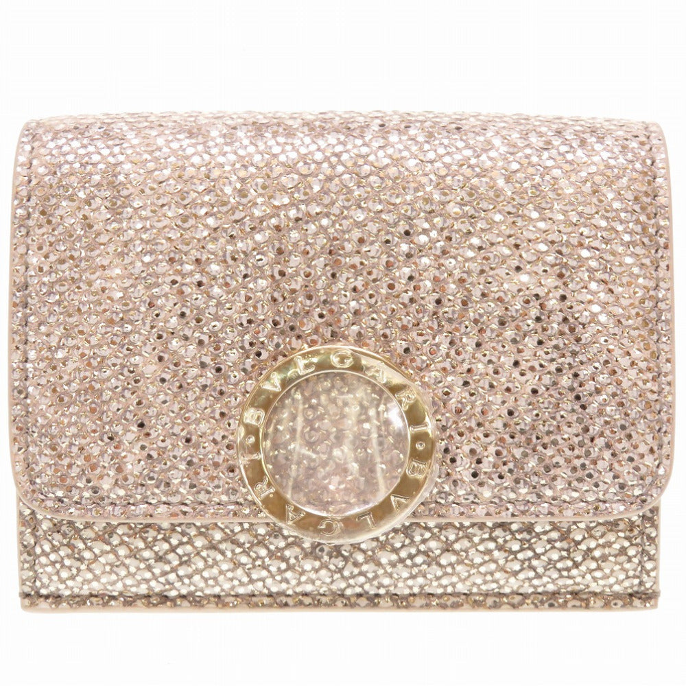 未使用 ブルガリ メタリック カルング ミルキーオパール ブルガリ ブルガリ 289351 三つ折り財布 レザー 財布 0098 【中古】 BVLGARI