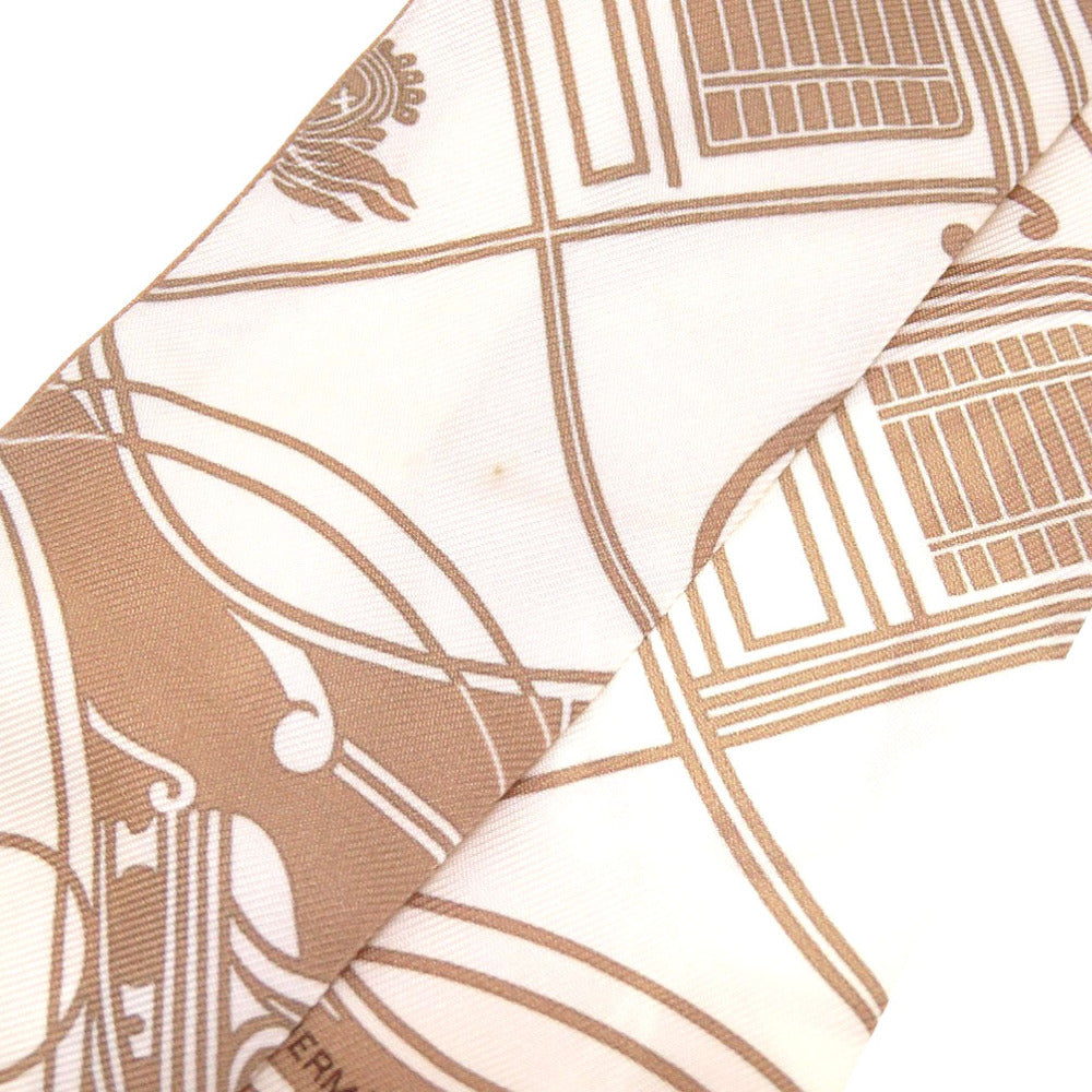 エルメス ツイリー エクスリブリス シルク キャメル ブラン ベージュ スカーフ 0100 【中古】 HERMES