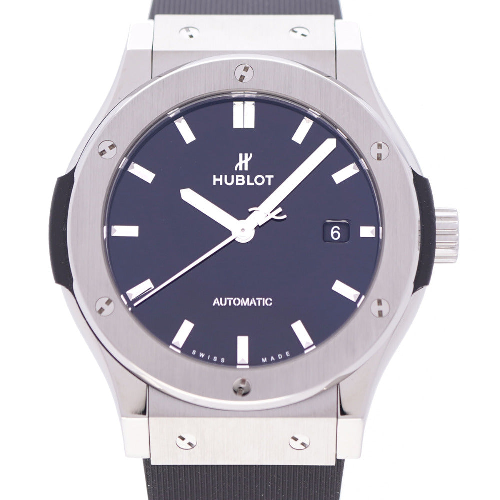 新品同様 ウブロ クラシック フュージョン チタニウム 542.NX.1270.RX 自動巻き 腕時計 チタン/ラバー ブラック 黒文字盤 0101【中古】HUBLOT メンズ