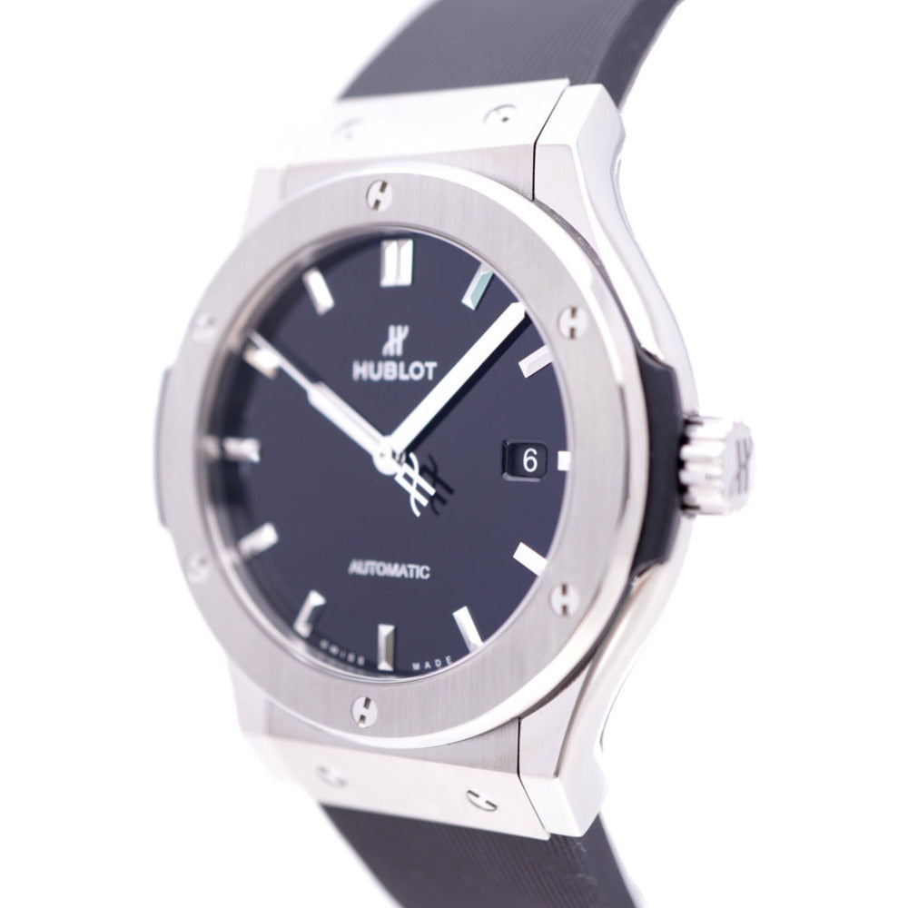 新品同様 ウブロ クラシック フュージョン チタニウム 542.NX.1270.RX 自動巻き 腕時計 チタン/ラバー ブラック 黒文字盤 0101【中古】HUBLOT メンズ