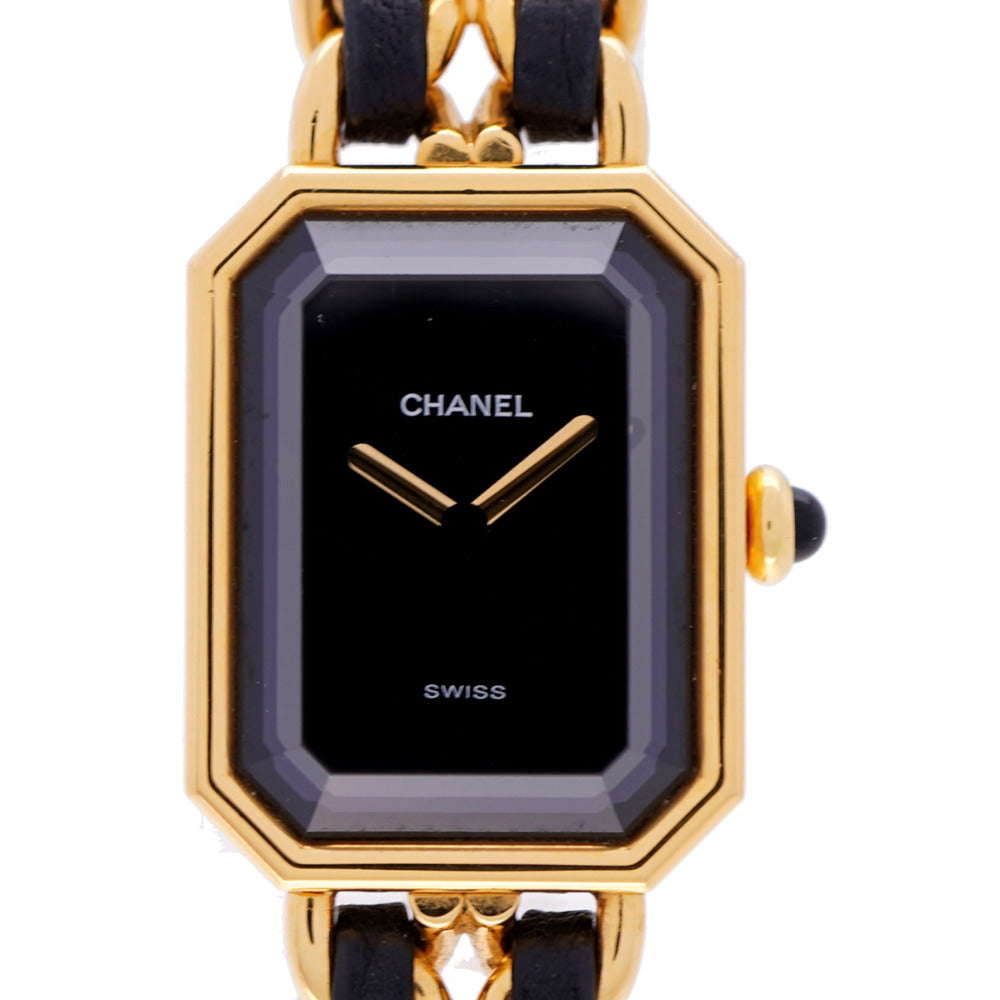 美品 シャネル プルミエール Mサイズ H0001 クオーツ 腕時計 SS ブラック/ゴールド 黒文字盤 0102【中古】CHANEL レディース