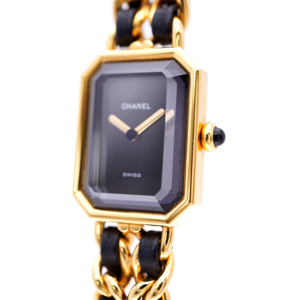 美品 シャネル プルミエール Mサイズ H0001 クオーツ 腕時計 SS ブラック/ゴールド 黒文字盤 0102【中古】CHANEL レディース