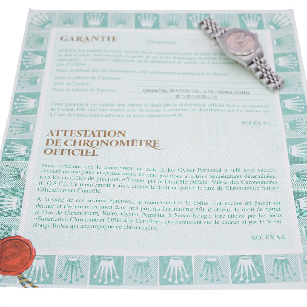 美品 ギャラ付 ロレックス デイトジャスト 79174 K18WG/SS ピンク 自動巻き 腕時計 0103【中古】ROLEX レディース