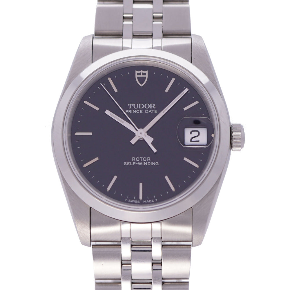 美品 チューダー プリンス デイト 74000 自動巻き 腕時計 ステンレススチール ブラック 黒文字盤 0104【中古】Tudor メンズ