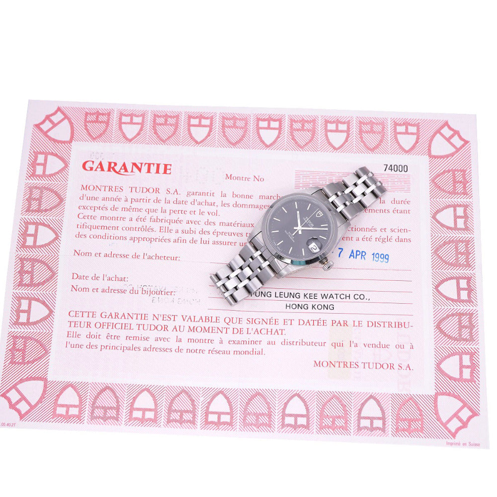 美品 チューダー プリンス デイト 74000 自動巻き 腕時計 ステンレススチール ブラック 黒文字盤 0104【中古】Tudor メンズ