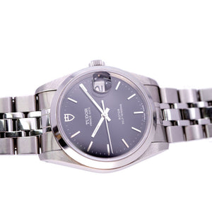 美品 チューダー プリンス デイト 74000 自動巻き 腕時計 ステンレススチール ブラック 黒文字盤 0104【中古】Tudor メンズ