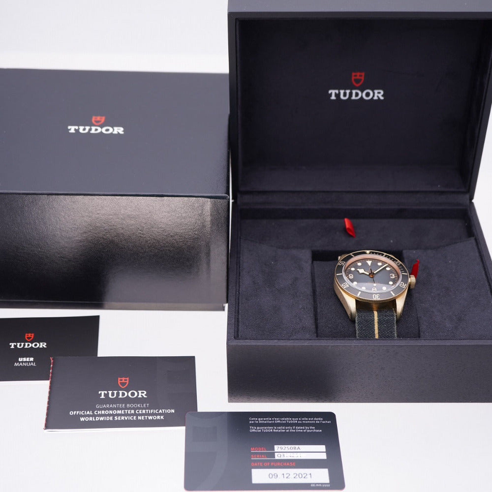 チューダー ブラックベイ 79250BA 自動巻き 腕時計 キャンバス/ブロンズ ブラック 黒文字盤 0105【中古】Tudor メンズ