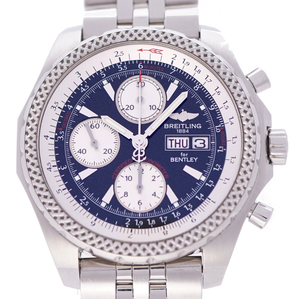 ブライトリング ベントレーGT A13363 クロノグラフ 自動巻き 腕時計 SS ブラック 黒文字盤 0107【中古】BREITLING メンズ