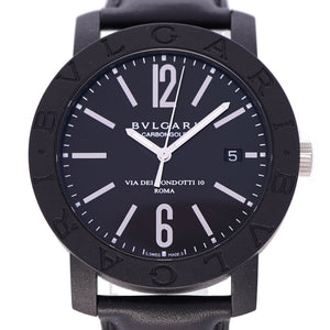 新品同様 ブルガリ  ブルガリブルガリ カーボン デイト BB40CL 自動巻き 腕時計 カーボン ブラック 黒文字盤 0108【中古】BVLGARI メンズ