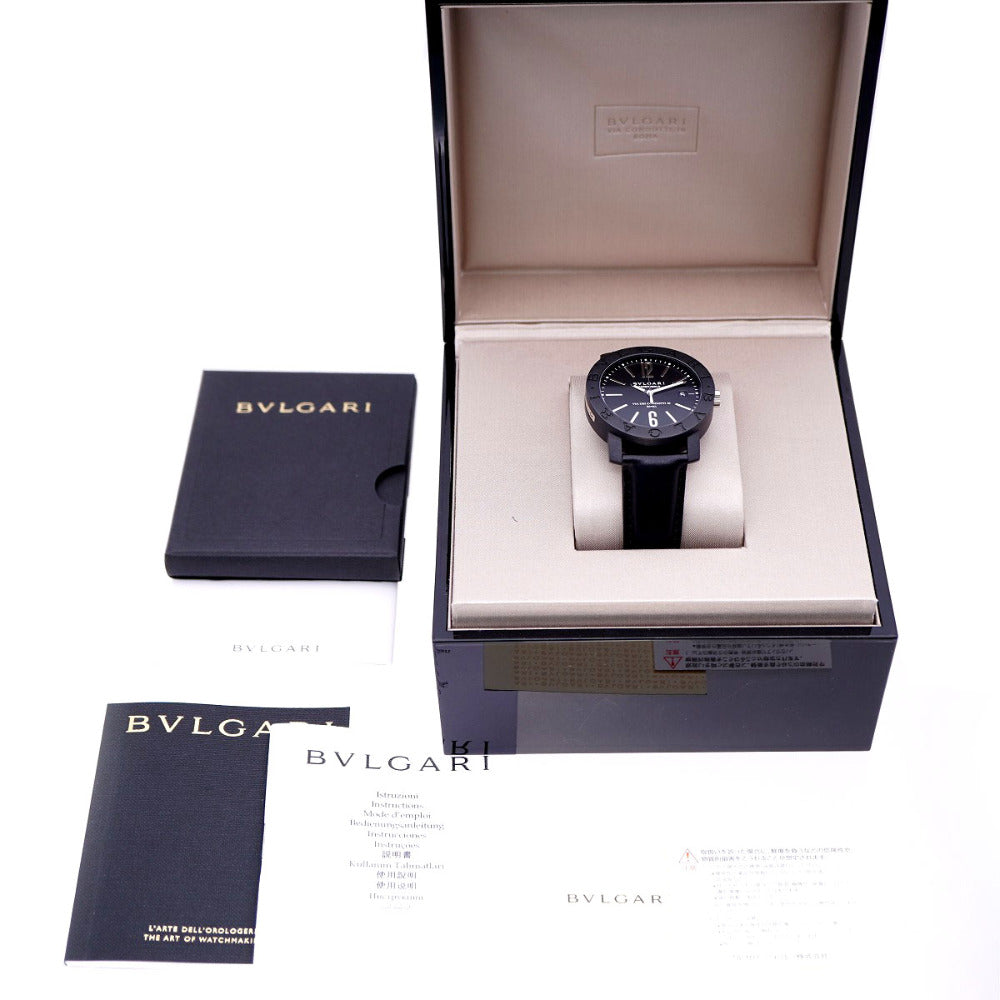 新品同様 ブルガリ  ブルガリブルガリ カーボン デイト BB40CL 自動巻き 腕時計 カーボン ブラック 黒文字盤 0108【中古】BVLGARI メンズ