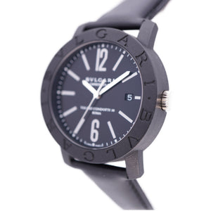 新品同様 ブルガリ  ブルガリブルガリ カーボン デイト BB40CL 自動巻き 腕時計 カーボン ブラック 黒文字盤 0108【中古】BVLGARI メンズ