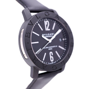 新品同様 ブルガリ  ブルガリブルガリ カーボン デイト BB40CL 自動巻き 腕時計 カーボン ブラック 黒文字盤 0108【中古】BVLGARI メンズ