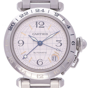 美品 カルティエ パシャC メリディアン GMT W31029M7 自動巻き 腕時計 SS シルバー 0111【中古】CARTIER メンズ