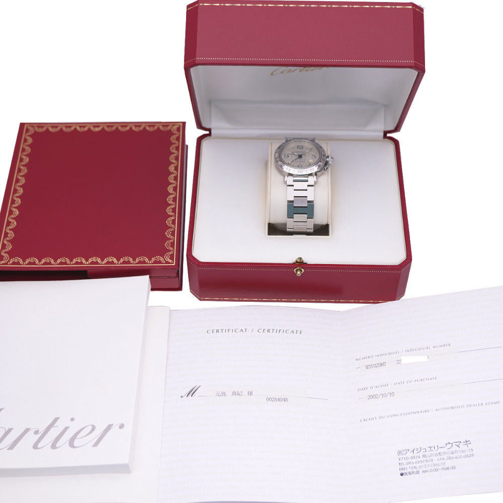 美品 カルティエ パシャC メリディアン GMT W31029M7 自動巻き 腕時計 SS シルバー 0111【中古】CARTIER メンズ