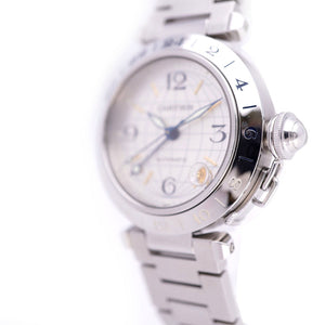 美品 カルティエ パシャC メリディアン GMT W31029M7 自動巻き 腕時計 SS シルバー 0111【中古】CARTIER メンズ