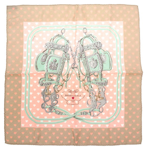 美品 エルメス カレ45 BRIDE de GALA LOVE ブリッド ドゥ ガラ ラヴ シルク ピンク スカーフ 0115 【中古】 HERMES