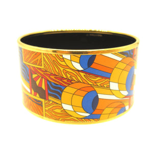 美品 エルメス エマイユTGM 七宝焼き P刻印(2012年製) メタル イエロー 黄 オレンジ ブレスレット バングル 0117【中古】HERMES