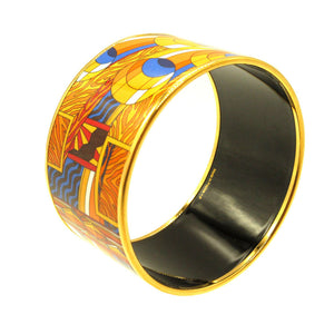 美品 エルメス エマイユTGM 七宝焼き P刻印(2012年製) メタル イエロー 黄 オレンジ ブレスレット バングル 0117【中古】HERMES