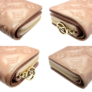 未使用 ルイヴィトン モノグラムエンボス M81996 ICチップ ポルトフォイユルー ラムスキン ローズゴールド ピンク 2つ折り財布 財布 0121【中古】LOUIS VUITTON