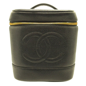 シャネル 縦型 4番台 キャビアスキン ブラック 黒 ヴァニティバッグ バッグ 0124【中古】CHANEL