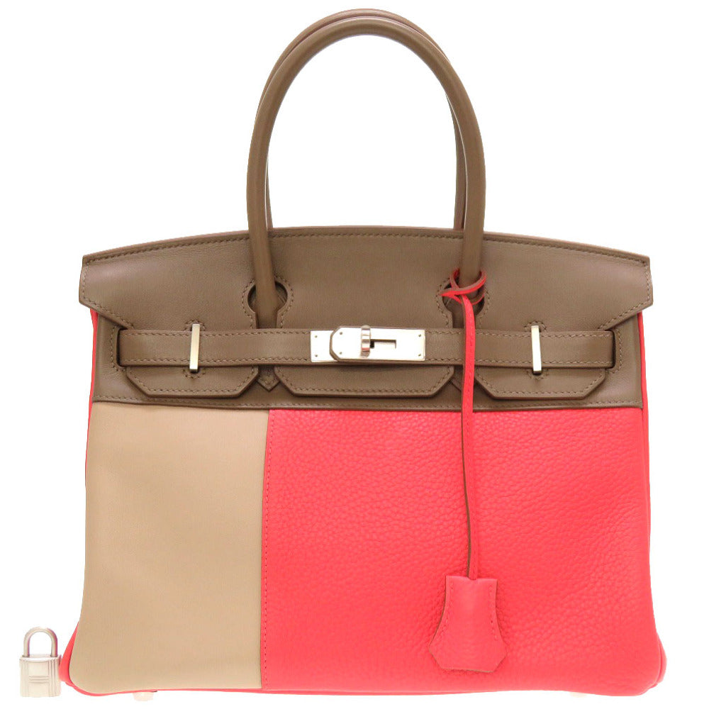 未使用 エルメス バーキンカザック30 ヴォ―スイフト トリヨンクレマンス ローズジャイプール エトゥープ アルジル マットシルバー金具 □P刻印 ハンドバッグ バッグ 0128 【中古】 HERMES バーキン30