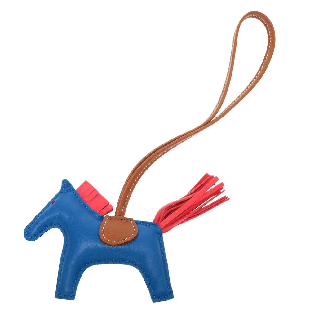 未使用 エルメス ロデオチャームPM アニューミロ Y刻印(2020年製) ブルーザンジバル ローズテキサス ゴールド キーホルダー バッグチャーム 0133【中古】HERMES