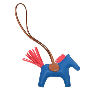 未使用 エルメス ロデオチャームPM アニューミロ Y刻印(2020年製) ブルーザンジバル ローズテキサス ゴールド キーホルダー バッグチャーム 0133【中古】HERMES