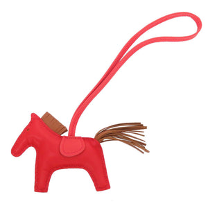 新品同様 エルメス ロデオチャームPM アニューミロ A刻印(2017年製) ルージュインディアン ゴールド ブーゲンビリア キーホルダー バッグチャーム 0138【中古】HERMES