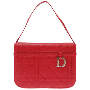 新品同様 クリスチャンディオール レディディオール カナージュ レザー レッド 赤 バニティ ポーチ バッグ 0140【中古】Christian Dior