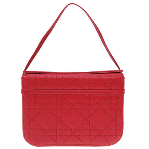 新品同様 クリスチャンディオール レディディオール カナージュ レザー レッド 赤 バニティ ポーチ バッグ 0140【中古】Christian Dior